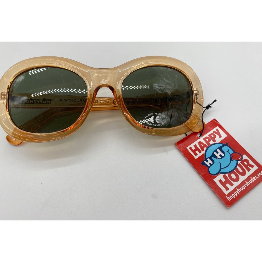Happy Hour Shades Beach Translucent Tan Oval Sunglass UV400 Retro Skate Eyewear